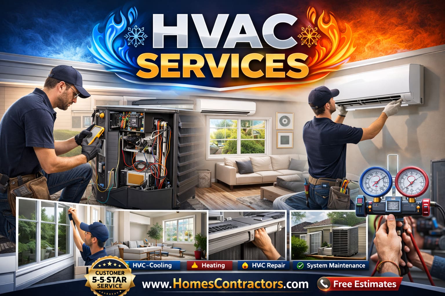 HVAC contractor installing a new high-efficiency furnace